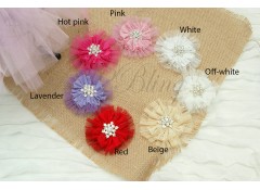 Snowflake fabric flower, 8 cm, Pack of 2